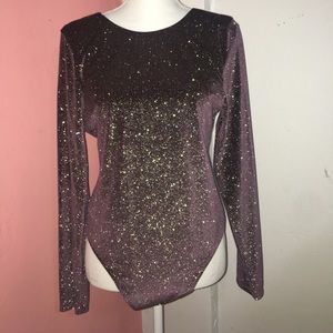 Purple glittery body suit✨